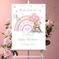 Pink Bear Balloon Personalised  Baby Shower Welcome Sign