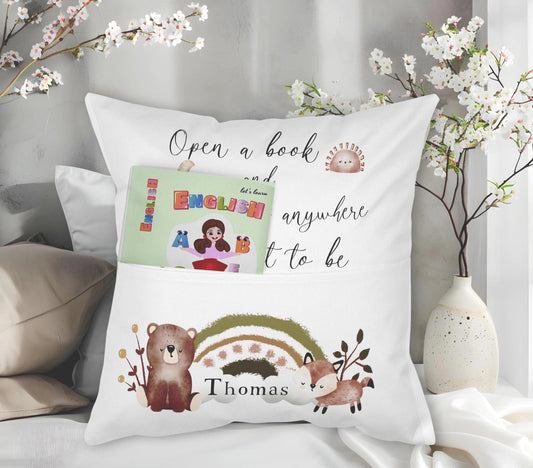 Forest Animals Rainbow Kids Personalised  Pocket Pillow