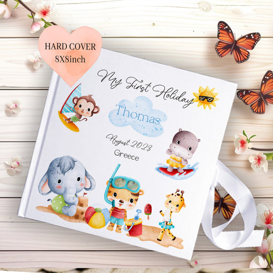 Beach Party Animals First Holiday Kids Memory Book with Ribbon