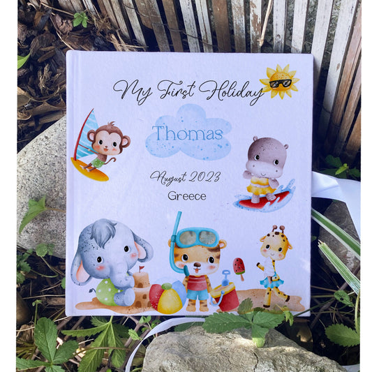 Beach Party First Holiday Kids Memory Book with Ribbon