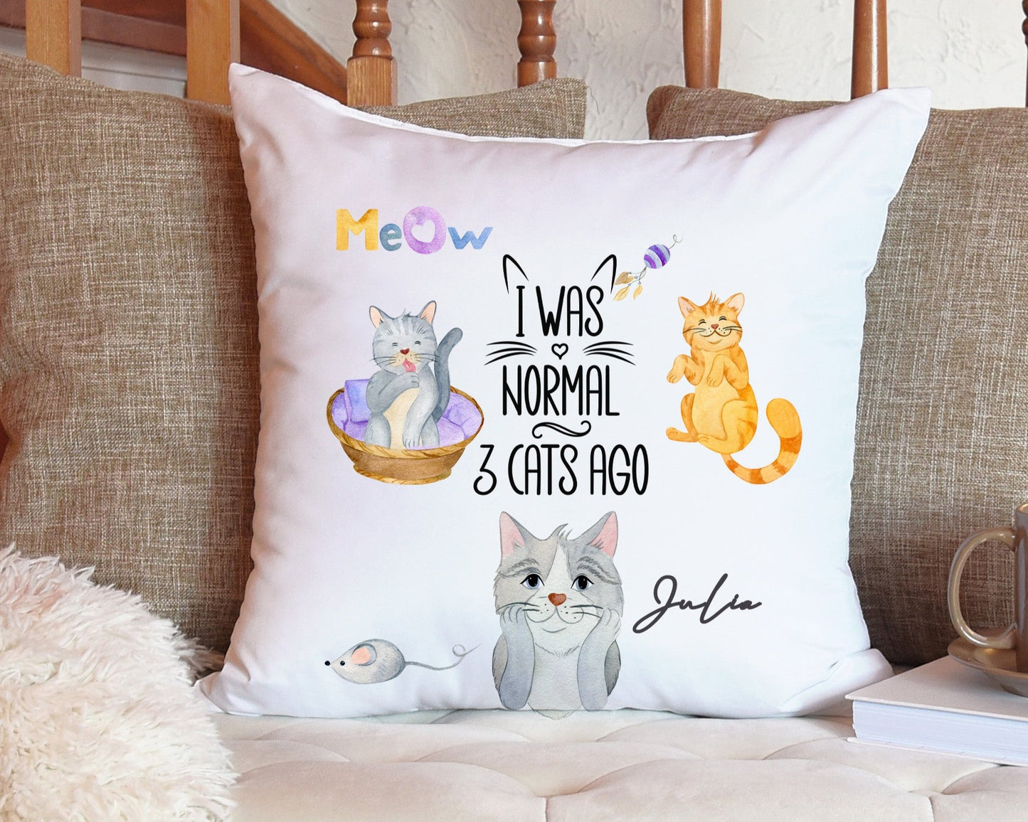 Crazy Cat Lady Personalised Cat Lovers Funny Cushion