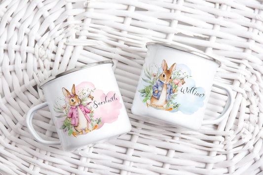 Dreamy Rabbit Cloud Personalised Mug With Coaster