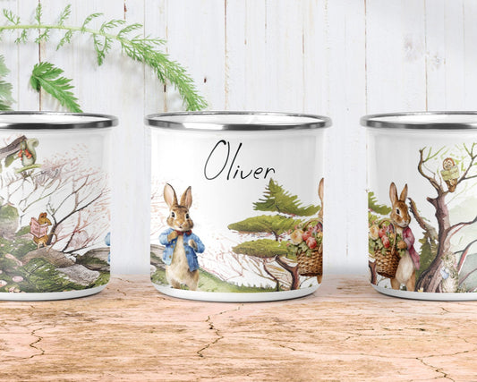 Rabbit Forest Woodland Personalised Mug With Coaster