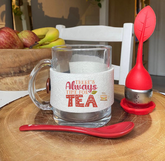 Personalised Inspirational Glass Tea Mug Gift Set With Infuser