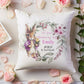 Pink Bunny Design Christening Gift Cushion