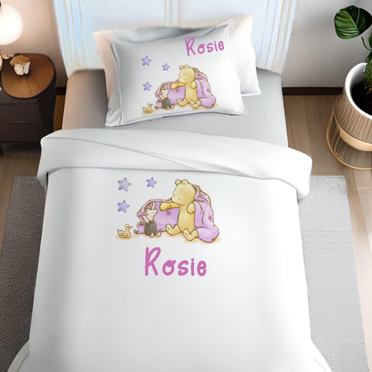 Pink Pooh Bear & Friends - Personalised Duvet Cover Set