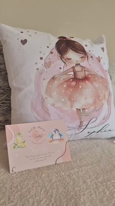 Personalised Dancing Ballerina Floral Nursery Cushion