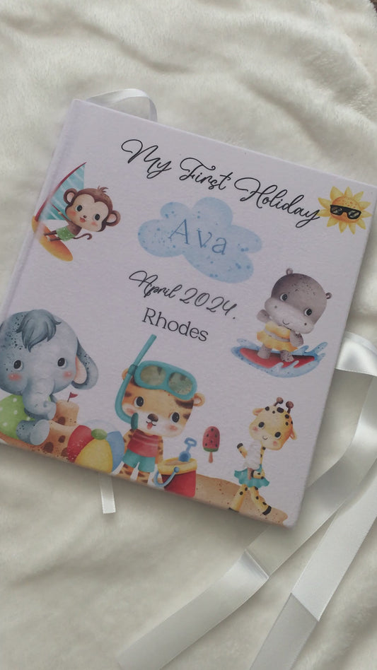 Beach Party First Holiday Kids Memory Book with Ribbon