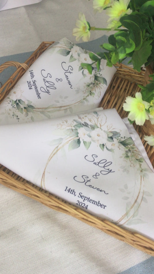 Personalised Floral Design Wedding Napkin Set