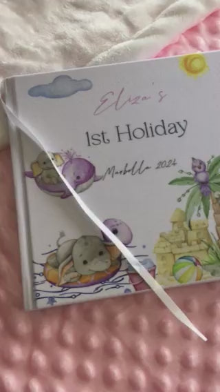 Personalised Cute First Holiday Memory Book with Ribbon