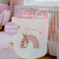Personalised Pink Bunny Rainbow Large Toy basket