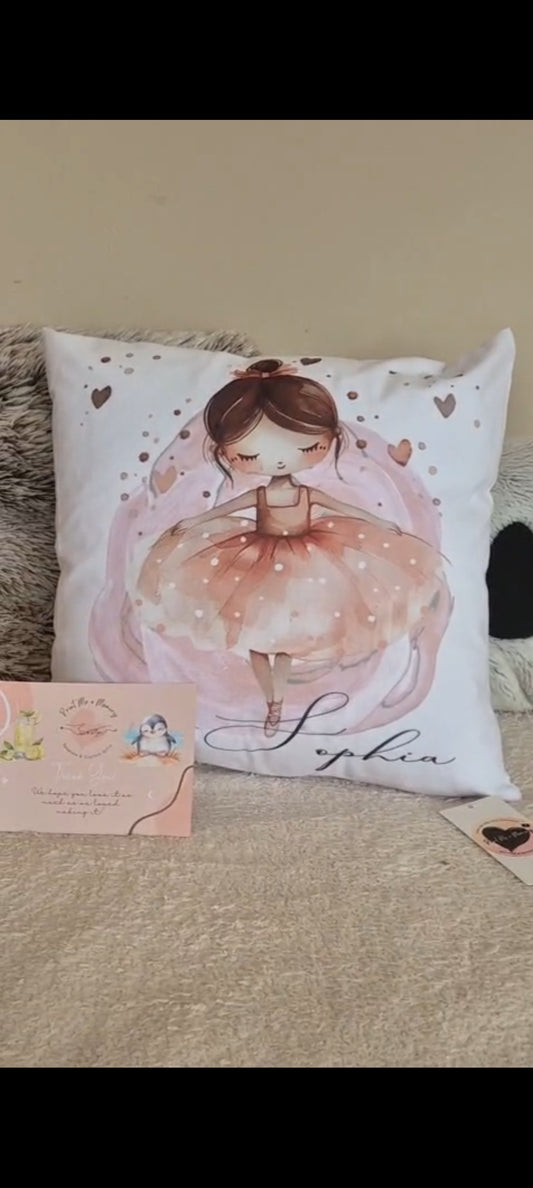 Personalised Dancing Ballerina Floral Nursery Cushion