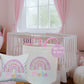 Personalised Pink Girls Rainbow Toy basket Gift Set With Cushion