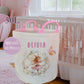 Personalised Floral Wreath Fairy Pink Large Toy basket Gift Set
