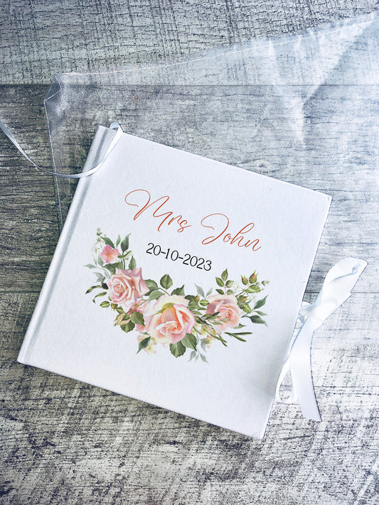 Personalised Wedding Floral Guestbook with Ribbon