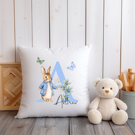 Blue Bunny Floral Letter - Personalised Duvet Cover Set